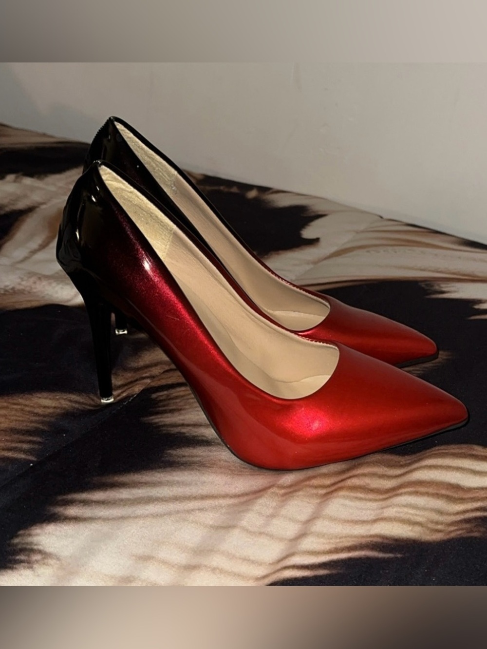 Red Patent Pointed-Toe High Heels